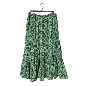 Aerie Green Floral Maxi Skirt